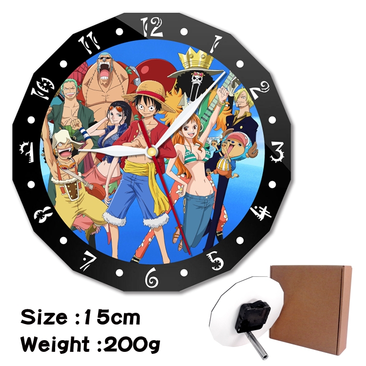 One Piece Anime double acrylic wall clock alarm clock 15cm 200g