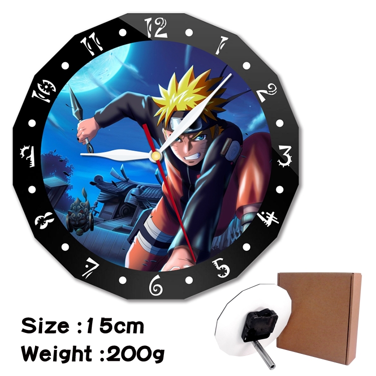 Naruto Anime double acrylic wall clock alarm clock 15cm 200g