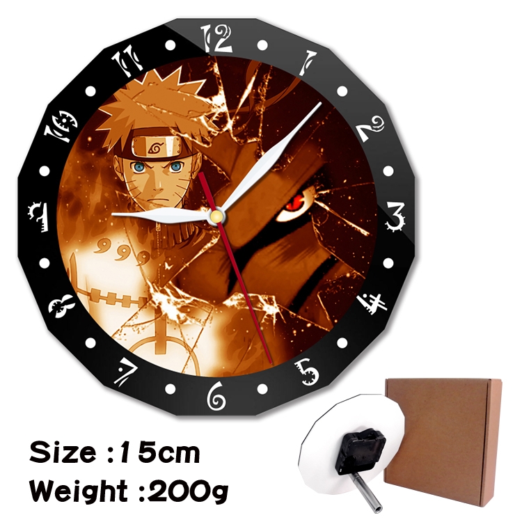 Naruto Anime double acrylic wall clock alarm clock 15cm 200g