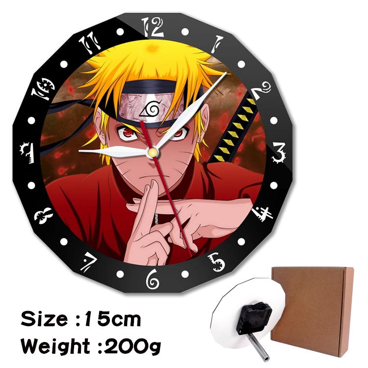 Naruto Anime double acrylic wall clock alarm clock 15cm 200g