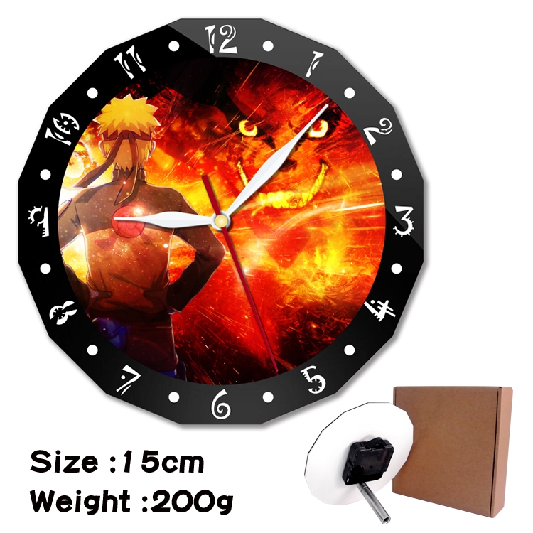 Naruto Anime double acrylic wall clock alarm clock 15cm 200g