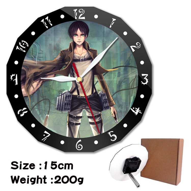  Shingeki no Kyojin Anime double acrylic wall clock alarm clock 15cm 200g