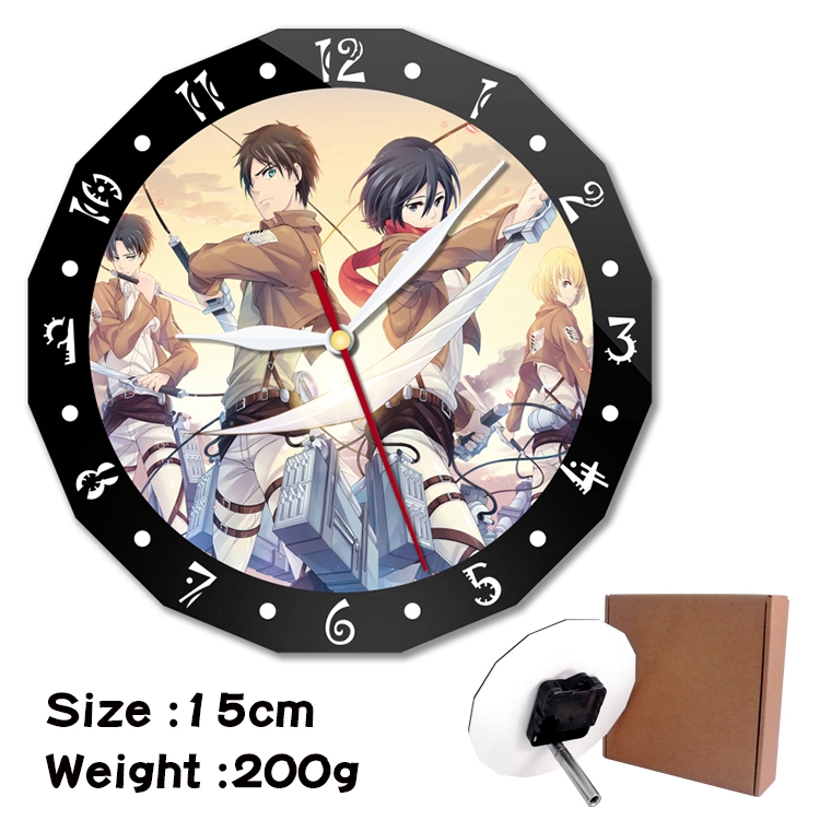  Shingeki no Kyojin Anime double acrylic wall clock alarm clock 15cm 200g