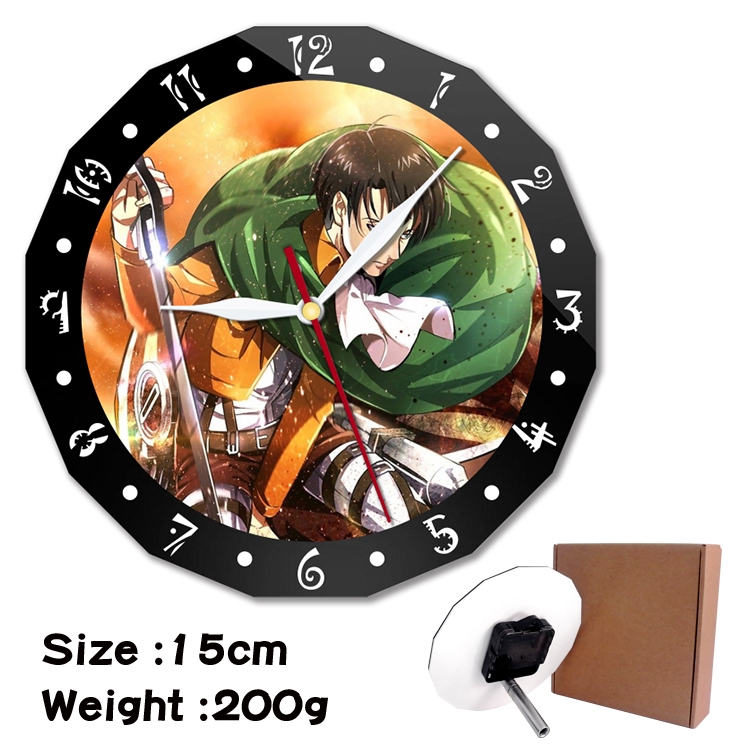  Shingeki no Kyojin Anime double acrylic wall clock alarm clock 15cm 200g