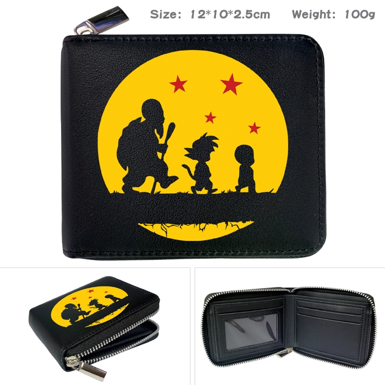 DRAGON BALL Anime Zipper UV printed bi-fold leather wallet 12x10x2.5cm 100g