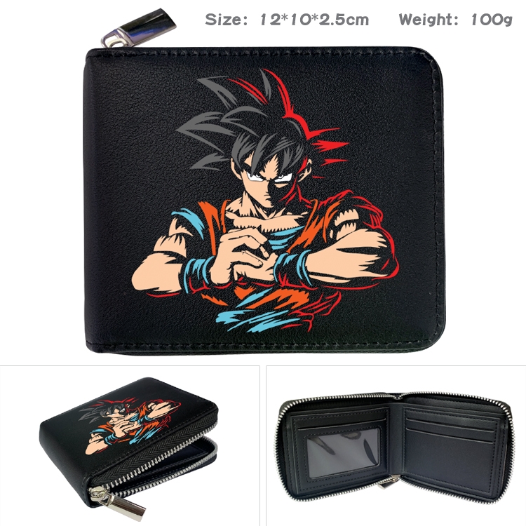 DRAGON BALL Anime Zipper UV printed bi-fold leather wallet 12x10x2.5cm 100g