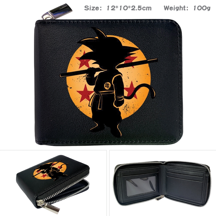 DRAGON BALL Anime Zipper UV printed bi-fold leather wallet 12x10x2.5cm 100g