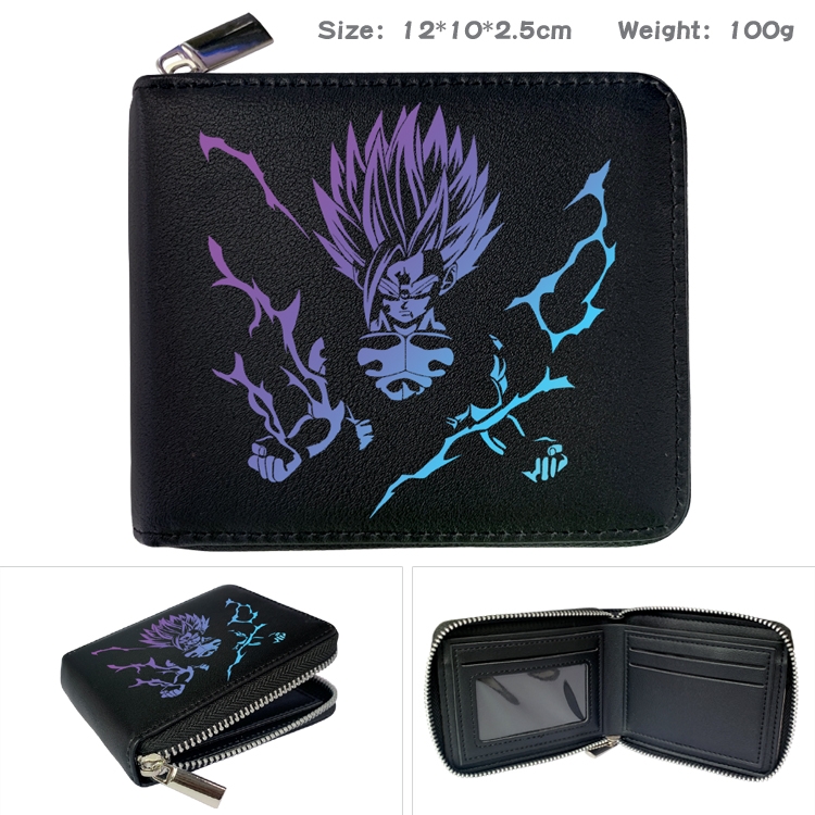 DRAGON BALL Anime Zipper UV printed bi-fold leather wallet 12x10x2.5cm 100g