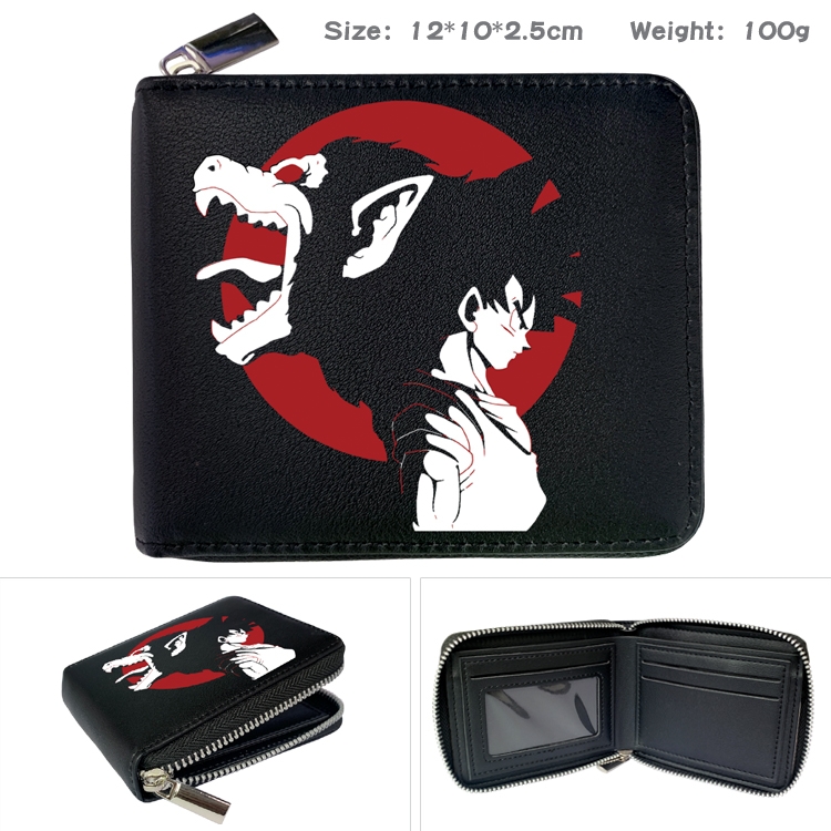 DRAGON BALL Anime Zipper UV printed bi-fold leather wallet 12x10x2.5cm 100g