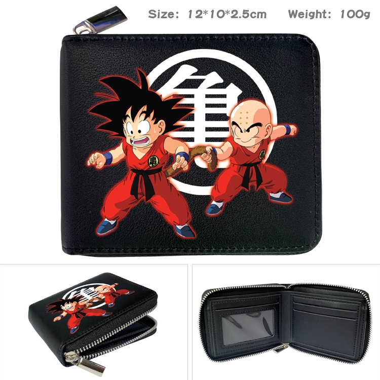 DRAGON BALL Anime Zipper UV printed bi-fold leather wallet 12x10x2.5cm 100g