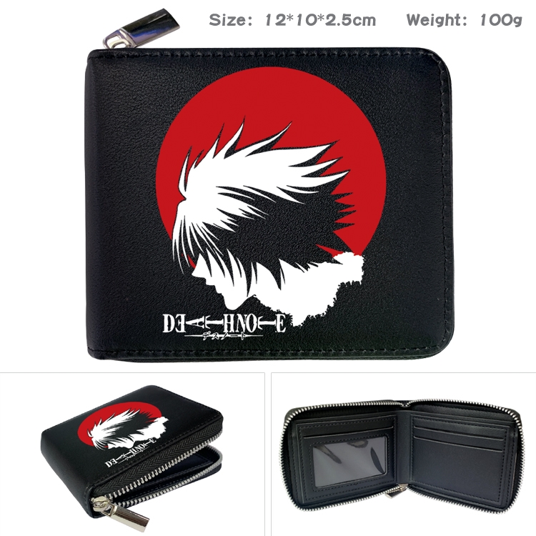 Death note Anime Zipper UV printed bi-fold leather wallet 12x10x2.5cm 100g