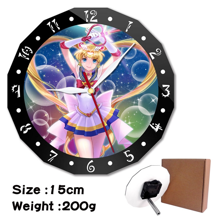 sailormoon Anime double acrylic wall clock alarm clock 15cm 200g