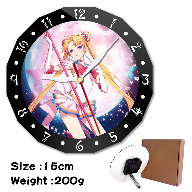 sailormoon Anime double acrylic wall clock alarm clock 15cm 200g