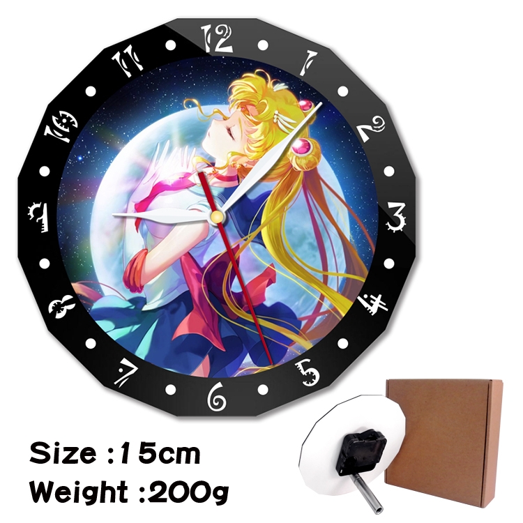 sailormoon Anime double acrylic wall clock alarm clock 15cm 200g