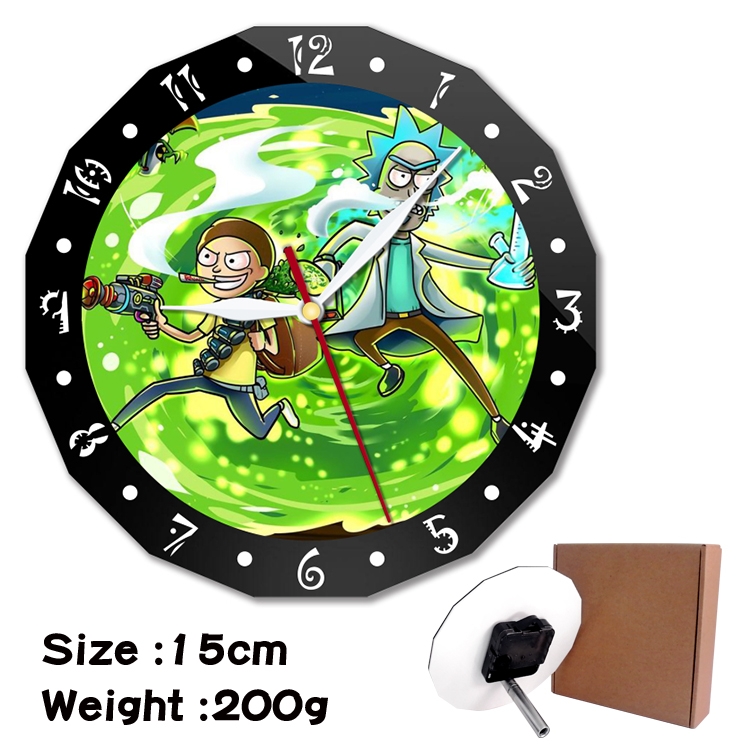 Rick and Morty Anime double acrylic wall clock alarm clock 15cm 200g