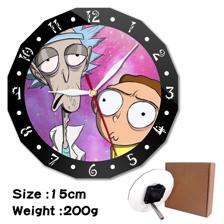 Rick and Morty Anime double acrylic wall clock alarm clock 15cm 200g
