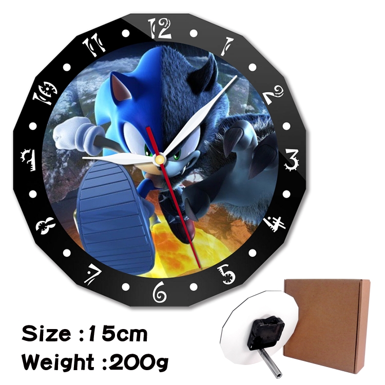 Sonic the Hedgehog Anime double acrylic wall clock alarm clock 15cm 200g