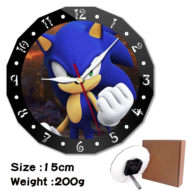 Sonic the Hedgehog Anime double acrylic wall clock alarm clock 15cm 200g