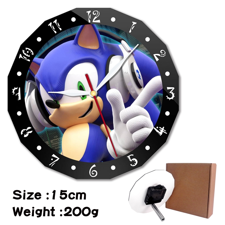 Sonic the Hedgehog Anime double acrylic wall clock alarm clock 15cm 200g