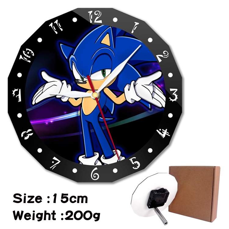 Sonic the Hedgehog Anime double acrylic wall clock alarm clock 15cm 200g