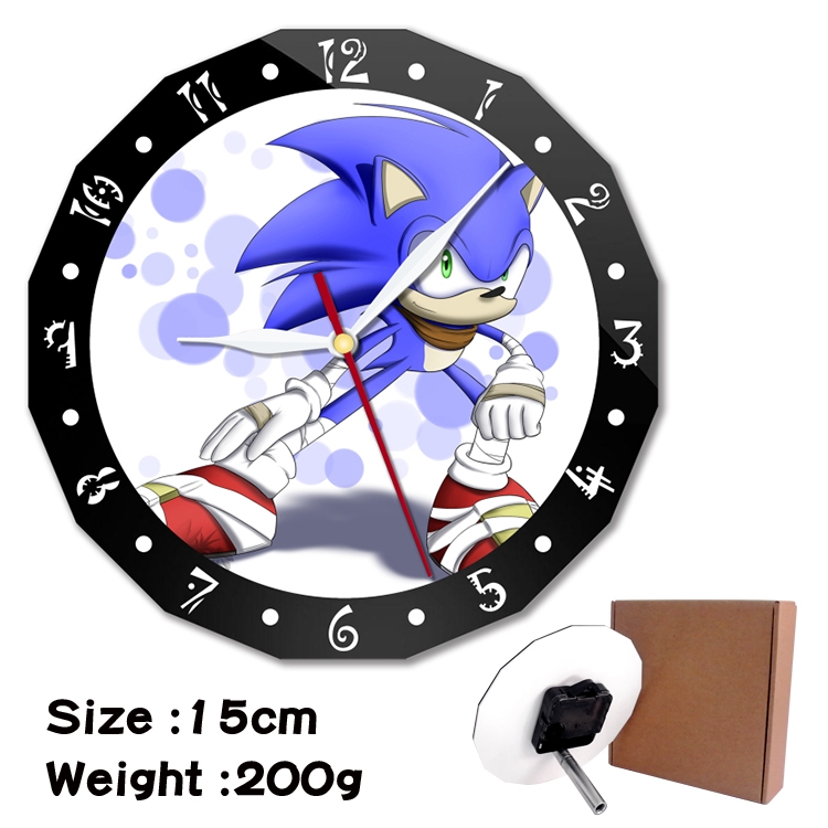 Sonic the Hedgehog Anime double acrylic wall clock alarm clock 15cm 200g