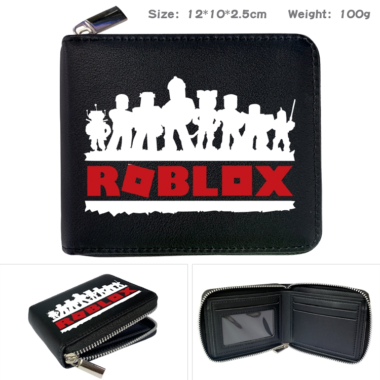 Roblox Anime Zipper UV printed bi-fold leather wallet 12x10x2.5cm 100g