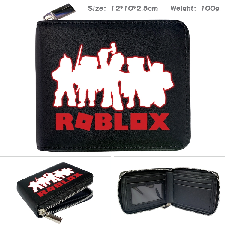 Roblox Anime Zipper UV printed bi-fold leather wallet 12x10x2.5cm 100g