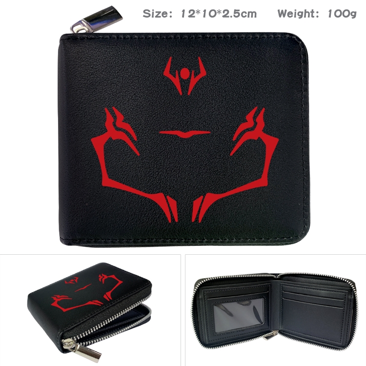 Jujutsu Kaisen Anime Zipper UV printed bi-fold leather wallet 12x10x2.5cm 100g