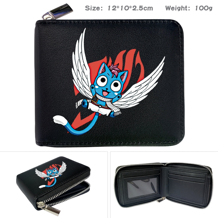 Fairy tail Anime Zipper UV printed bi-fold leather wallet 12x10x2.5cm 100g