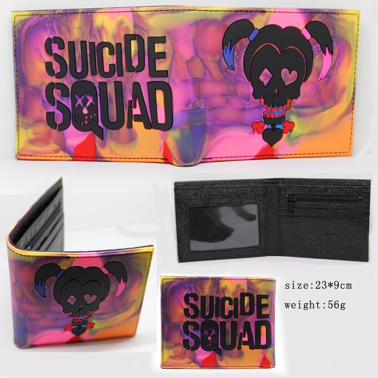 Suicide Squad PU short two fold Wallet 9.5X23.5CM 86G