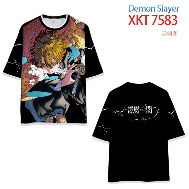 Demon Slayer Kimets Round neck black and white trim color T-shirt from S to 6XL XKT-7583