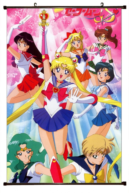 sailormoon Anime black Plastic rod Cloth painting Wall Scroll 60X90CM  M2-5