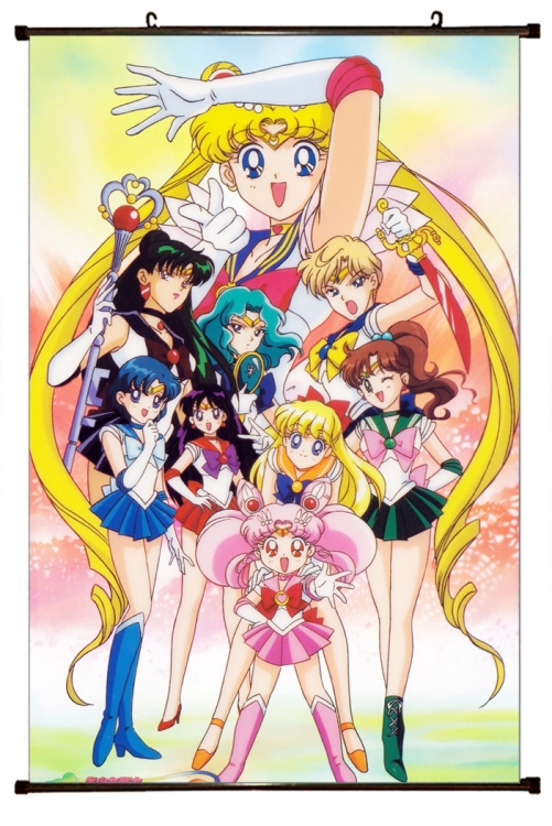 sailormoon Anime black Plastic rod Cloth painting Wall Scroll 60X90CM  M2-30