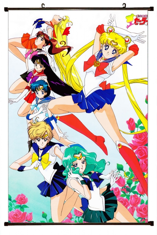 sailormoon Anime black Plastic rod Cloth painting Wall Scroll 60X90CM  M2-25