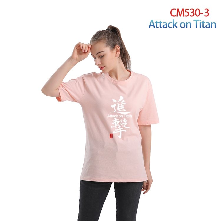 Shingeki no Kyojin Women's Printed short-sleeved cotton T-shirt from S to 3XL   CM-530-3