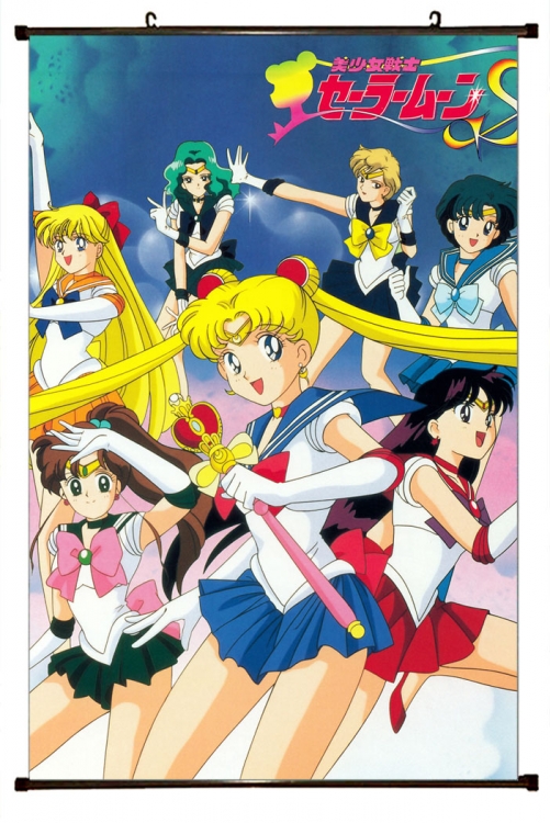 sailormoon Anime black Plastic rod Cloth painting Wall Scroll 60X90CM M2-37