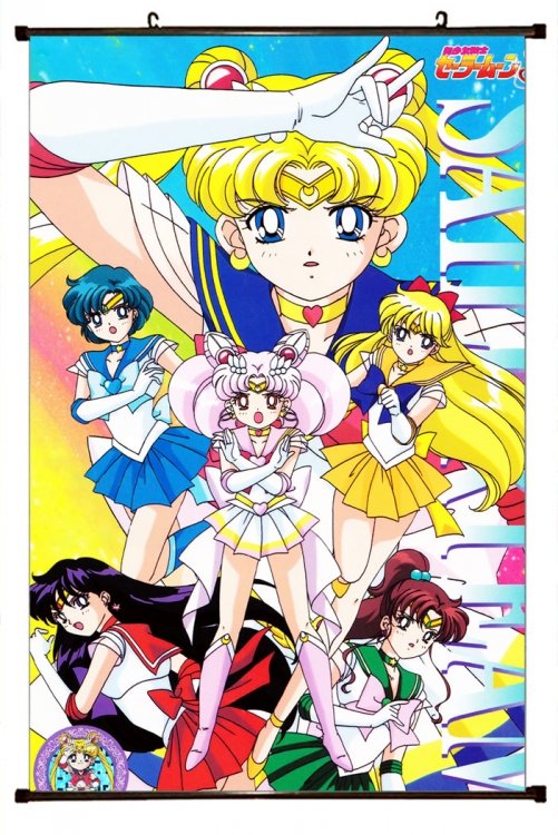 sailormoon Anime black Plastic rod Cloth painting Wall Scroll 60X90CM M2-31