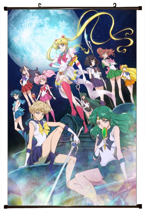 Sailormoon Anime black Plastic rod Cloth painting Wall Scroll 60X90CM M2-101