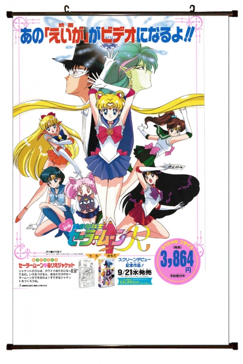 Sailormoon Anime black Plastic rod Cloth painting Wall Scroll 60X90CM M2-67