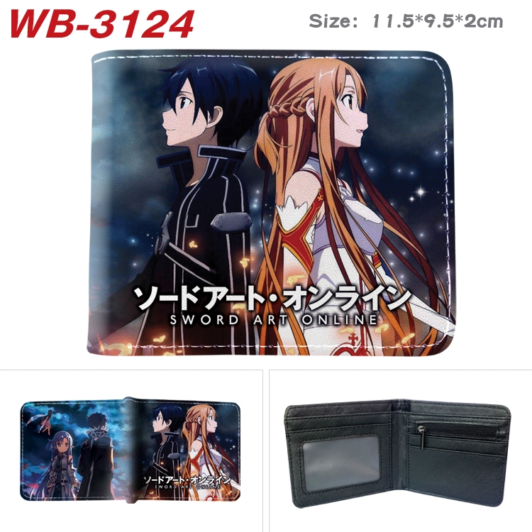 Sword Art Online Anime color book two-fold leather wallet 11.5X9.5X2CM  WB-3124A