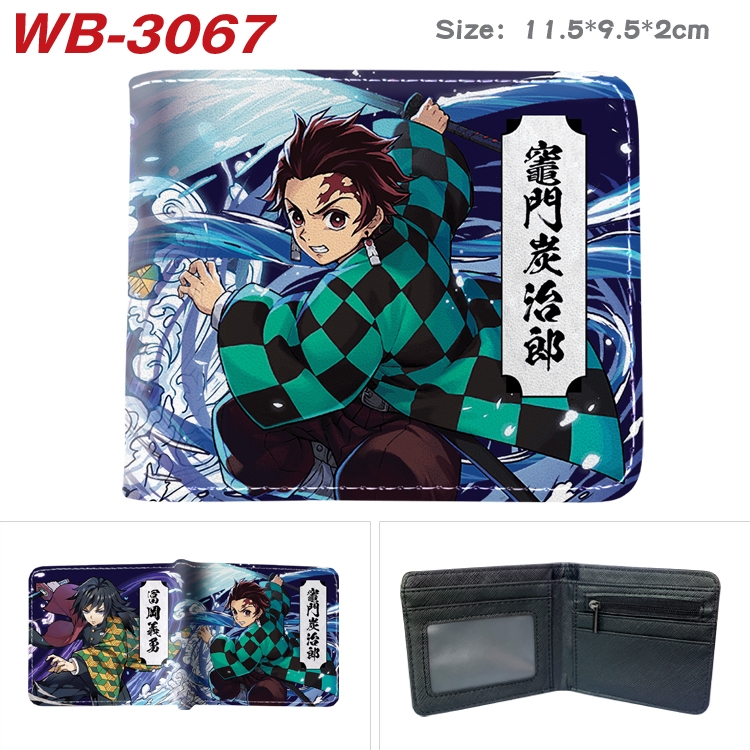 Demon Slayer Kimets Anime color book two-fold leather wallet 11.5X9.5X2CM WB-3067A