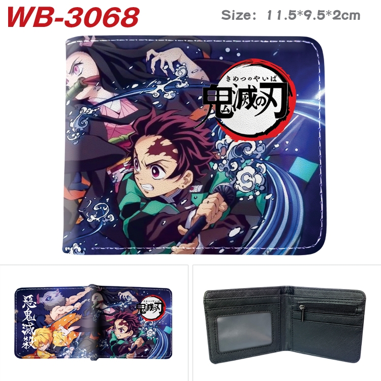 Demon Slayer Kimets Anime color book two-fold leather wallet 11.5X9.5X2CM WB-3068A