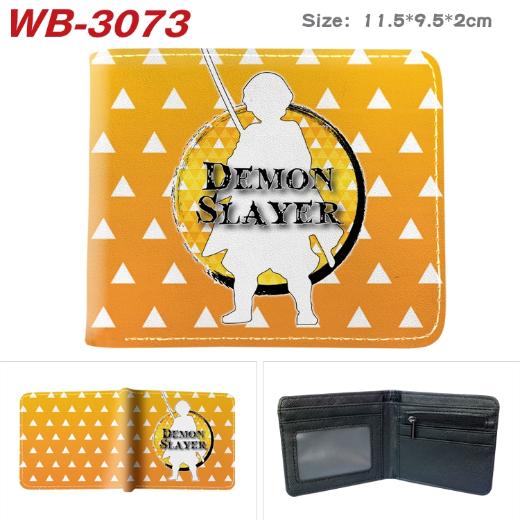 Demon Slayer Kimets Anime color book two-fold leather wallet 11.5X9.5X2CM  WB-3073A