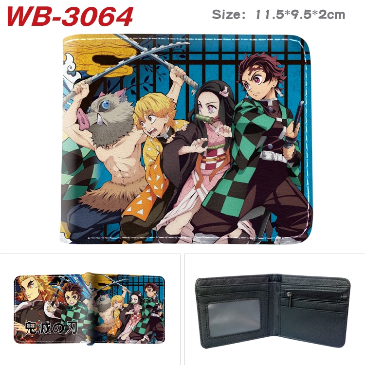 Demon Slayer Kimets Anime color book two-fold leather wallet 11.5X9.5X2CM WB-3064A