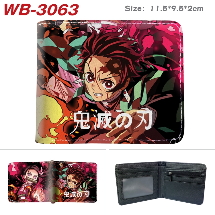 Demon Slayer Kimets Anime color book two-fold leather wallet 11.5X9.5X2CM WB-3063A