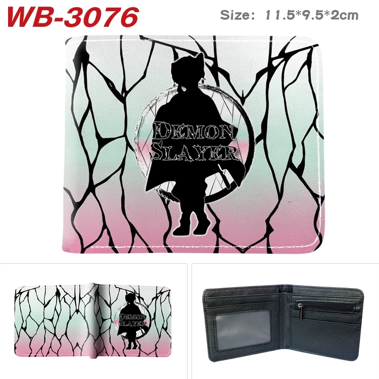 Demon Slayer Kimets Anime color book two-fold leather wallet 11.5X9.5X2CM WB-3076A