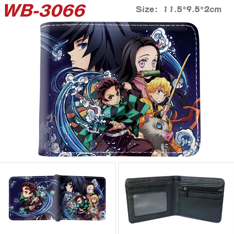 Demon Slayer Kimets Anime color book two-fold leather wallet 11.5X9.5X2CM WB-3066A