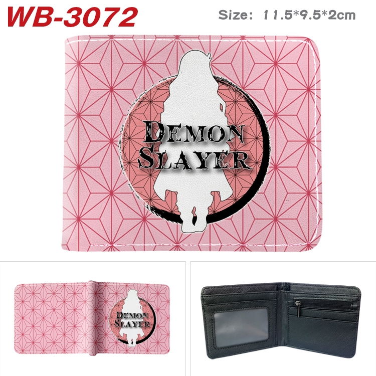 Demon Slayer Kimets Anime color book two-fold leather wallet 11.5X9.5X2CM WB-3072A