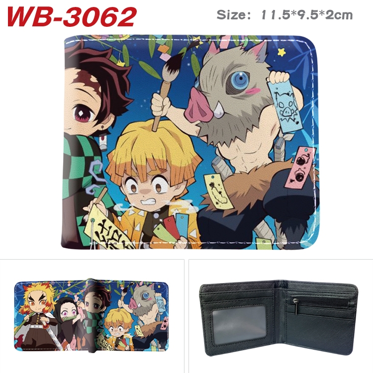 Demon Slayer Kimets Anime color book two-fold leather wallet 11.5X9.5X2CM WB-3062A