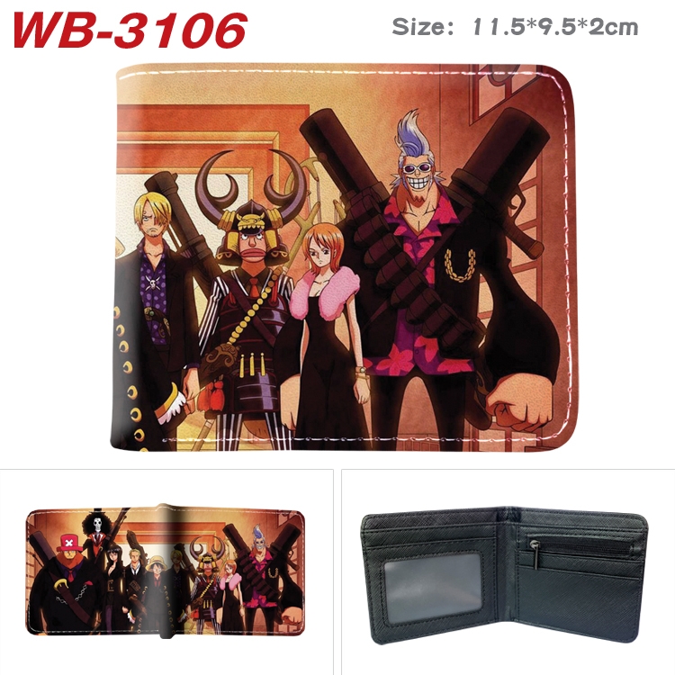One Piece Anime color book two-fold leather wallet 11.5X9.5X2CM WB-3106A